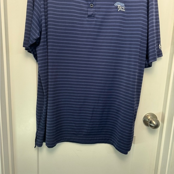 Under Armour Men's Golf Polo Torrey Pines 2XL Loose Blue Stiped Heat Gear Preppy - Picture 2 of 8